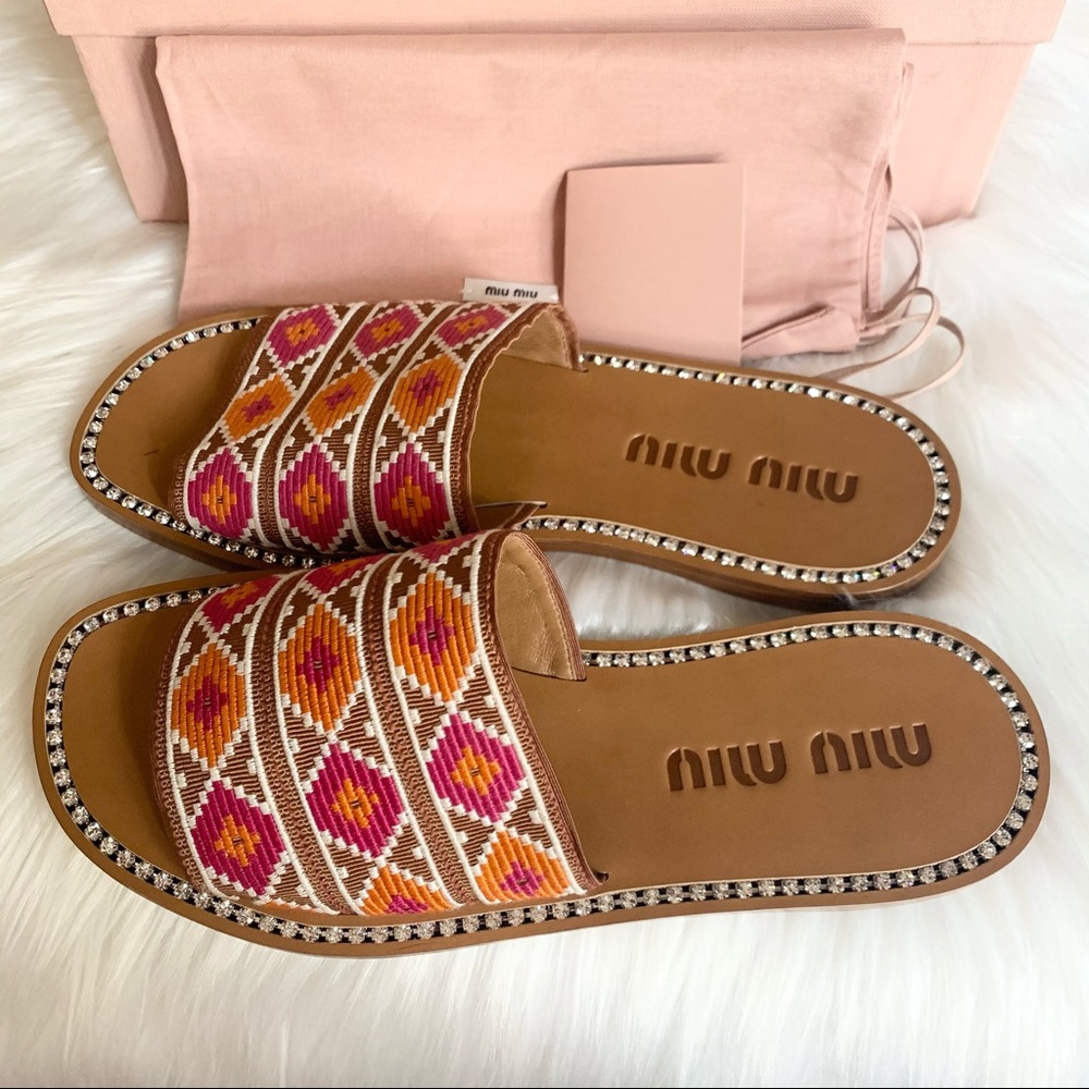 MIU MIU Calzature Donna Embroidery Slide Sandal 6 - Picture 7 of 15